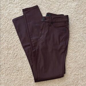 Women's Deep Red/Plum Faux Leather Jeans